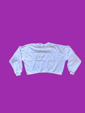 Garage Cropped Fleece Sweatshirt White Oversized Crewneck M/M